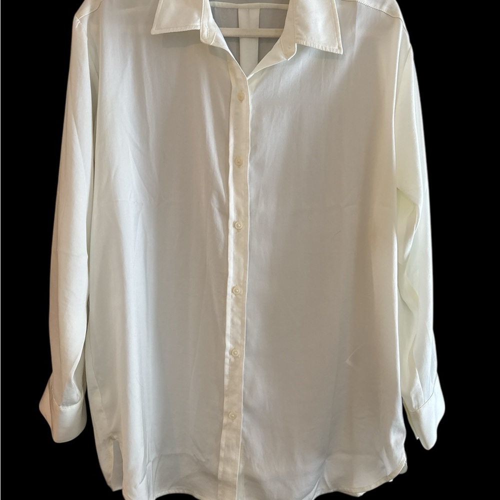 Classic White Silky Button-Up Shirt